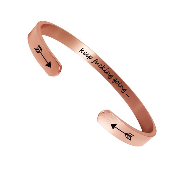 Inspirational Quote Bracelet - Keep Going Motivational Bracelet ROSE GOLD Color - Picture 2 of 4